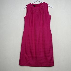 Talbots Petites Women's Size 4P Sleeveless Linen Blend Tweed Sheath Dress Zip Up